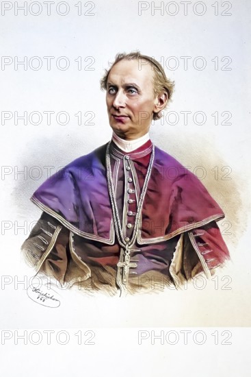 Wenceslas Zoic, Bishop of Zengg (Senj), c. 1855, Historical, digitally restored reproduction from a