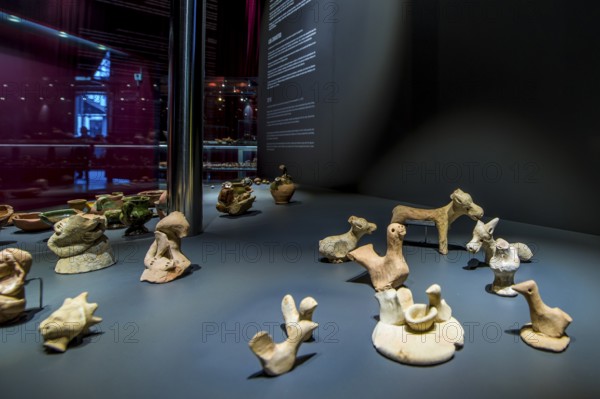 Artifacts at the El Born Cultural and Memorial Centre archeological site and museum, Barcelona,