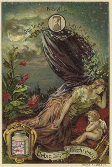 Picture series of the day Run, night, Liebig picture, digitally restored reproduction of a