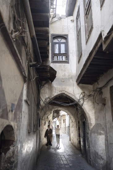Damascus, Syria. December 10th 2025. The narrow streets and traditional Syrian houses of the walled