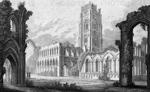 Ruin of Fountain's Abbey, England, Cistercian Monastery, near Aldfield, North Yorkshire, 12th