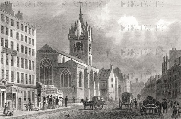 St Giles' Church, looking West, Edinburgh, Scotland, 19th century, from Modern Athens by Th. H.
