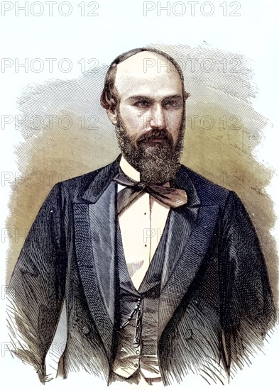 Santos Gutierrez, President of Colombia, 1869, Historical, digitally restored reproduction of a