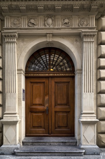 Entrance gate to the government building of the Canton of Lucerne, Ritter Palace, Old Town,