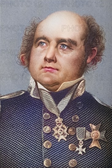 Sir John Franklin, 1786, 1847, famous English navigator. Painted by DJPound after a drawing by