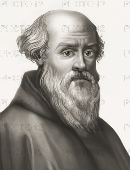 Portrait of Guido of Arezzo, 992 – after 1033, Italian Benedictine monk, music theorist and