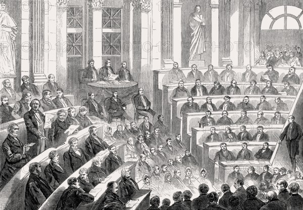 Achille Léonce Victor Charles, 3rd Duke of Broglie, arrives at the Académie française, Paris, 19th