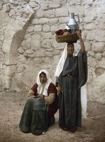 Peasant woman from the environs of Jerusalem, today Israel, Historical, digitally restored