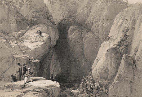 Entrance into the Khojak Pass, Baluchistan, Pakistan, First Anglo-Afghan War, sketch by James