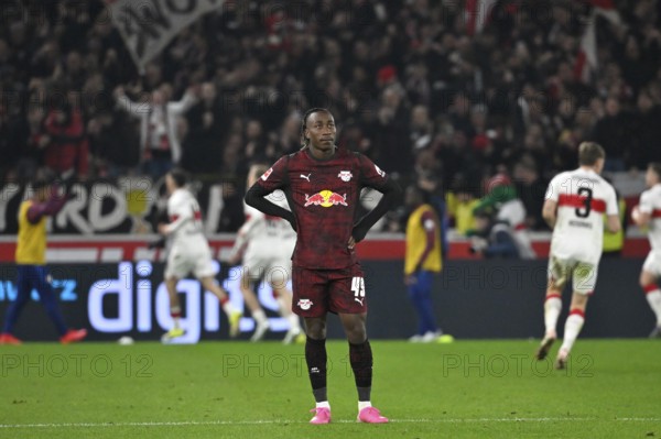 Yan Diomande RasenBallsport Leipzig RBL (49) disappointed behind goal celebration VfB Stuttgart