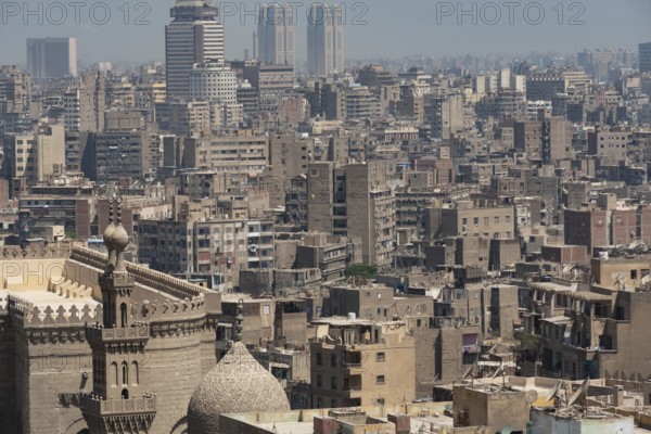 Cityscape view of Cairo, the crowded capital of Egypt a sprawling metropolis beside the River Nile