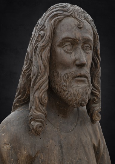 Christ on the Palm Donkey, c. 1500, detail, on dark background, Zeppelin Museum, Friedrichshafen,