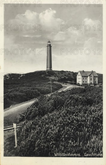 Historical postcard, picture postcard, lighthouse of Wittdün-Amrun, North Frisia,
