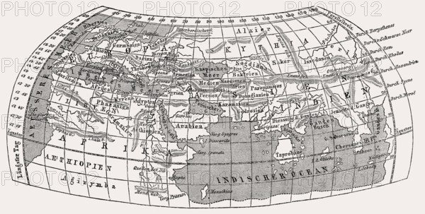 World map by Claudius Ptolemy, c.?100 – c.?170, a Greek mathematician, astronomer, geographer and