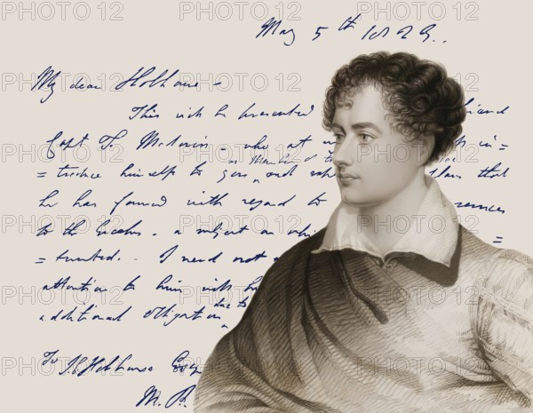George Gordon Noel Byron, 6th Baron Byron of Rochdale, 1788, 1824, British poet, digital edited,