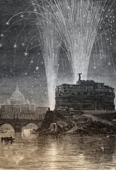 Easter fireworks, Rome, Italy, 19th Century