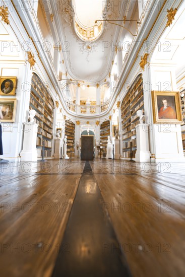 Magnificent library with fine wooden floor, decorated with paintings and sculptures, Weimar,