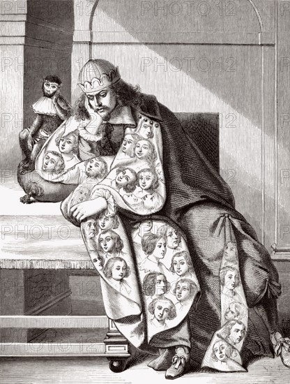 Melancholische Figur, genannt Mensch der Sünde, 1634, von Abraham Bosse, ca. 1602-1676, einem