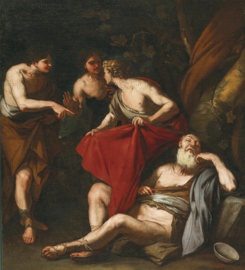 Die Trunkenheit Noahs, painting by Luca Giordano (Italian, 1634-1705), historically, digitally