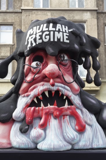 Mullah regime in Iran, theme car by Jacques Tilly, Düsseldorfer Rosenmontagszug, Düsseldorf, North