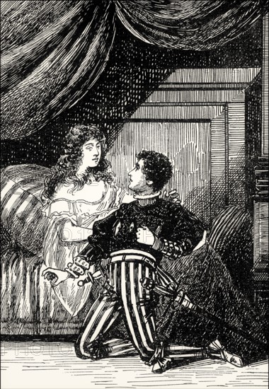 Scene from Götz von Berlichingen, Adelheid von Walldorf with Franz, drama by Johann Wolfgang von