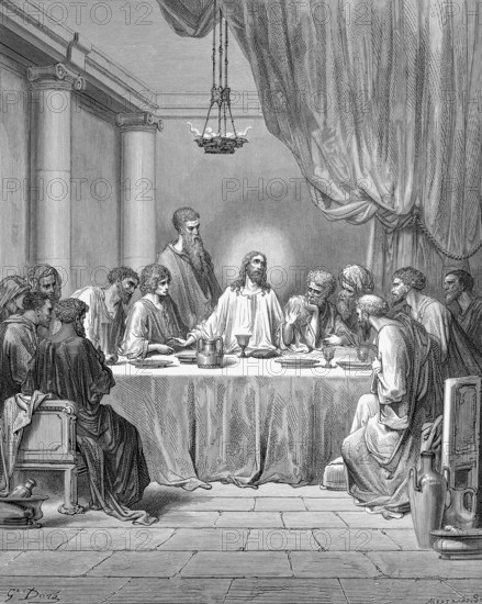 The Last Supper, Jesus celebrating the Farewell Supper with the Twelve, Matthew chapter 26, verse