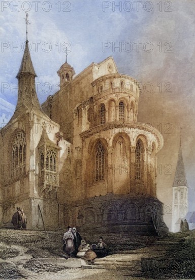 Church of St Mary, St Mary's Church, c. 1850, Cologne, Germany, Historic, digitally restored