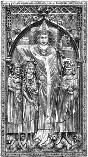 Epitaph of Peter von Aspelt, 1245-1320, Archbishop of Mainz, memorial in Mainz Cathedral, Germany,