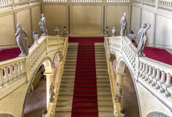 Interior design and exhibition rooms in the Würzburg Residence, imposing 18th century palace with