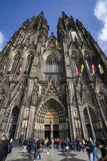 Cologne Cathedral, view of the west façade, on the north tower one of the rare occasions almost
