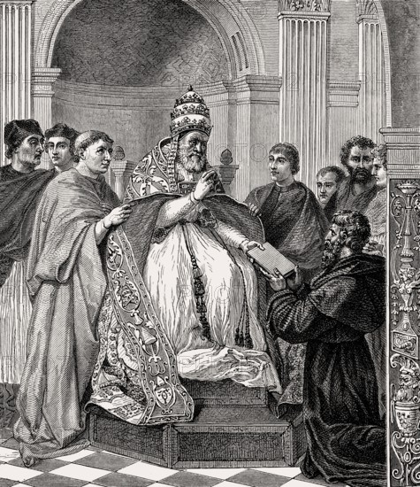 Pope Gregory IX approving the Decretals, Stanza della Segnatura, Vatican City, Rome, Italy, 19th