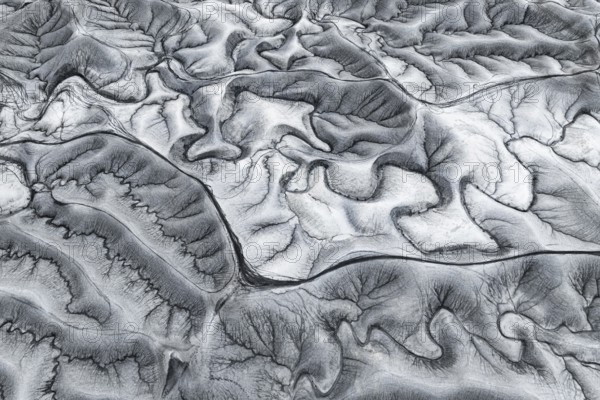 Stunning aerial shot capturing the intricate, textured patterns of erosion at Moonscape Overlook in