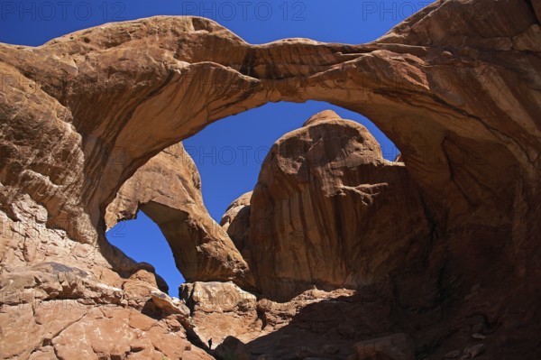 USA, Utah, Arches National Park, Double Arch, Rock, Sandstone, Formation, Arches National Park,