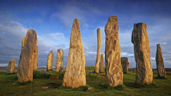 Europe, Scotland, Great Britain, England, Isle of Lewis, sunset, evening mood, monoliths,