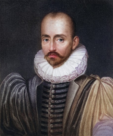 Michel Eyquem de Montaigne 1533-1592, French writer. From the book Gallery of Portraits, published