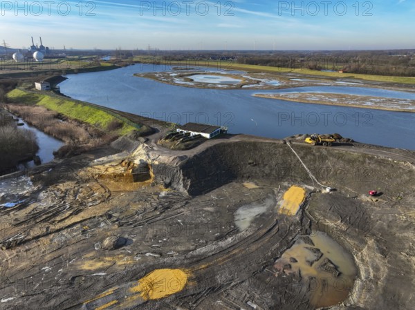 Haltern-Marl, North Rhine-Westphalia, Germany - Lippe, flood protection in the