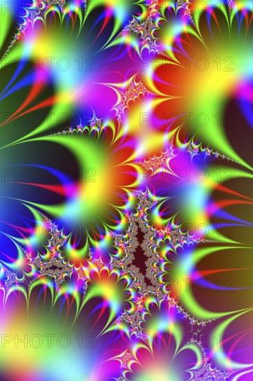 A dazzling display of vibrant fractal patterns featuring a kaleidoscope of colors ideal for digital
