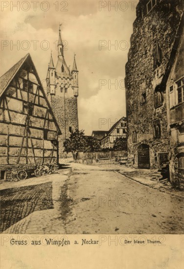 Historical postcard, picture postcard, Wimpfen a. N., Baden-Württemberg, Germany, digitally