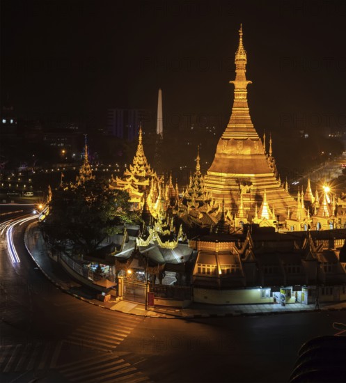 Sule Pagoda, Burmese stupa in Yangon, Myanmar