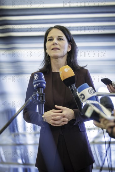 Annalena Bärbock, Federal Foreign Minister, gives a stake-out at the 55th session of the UN Human