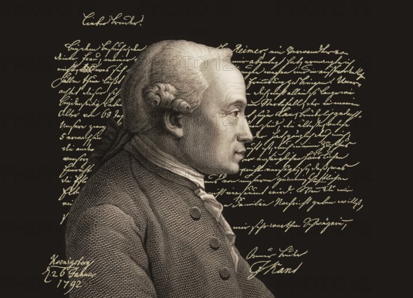 Immanuel Kant, 1724, 1804, German philosopher of the Enlightenment, digitally altered, Facsimile of