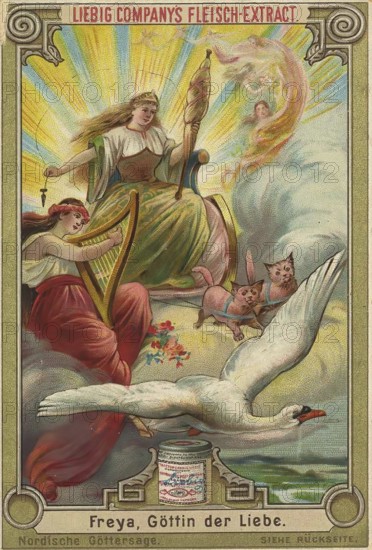 Picture series Nordic myth of the gods, Freya, goddess of love, Liebig picture, digitally restored