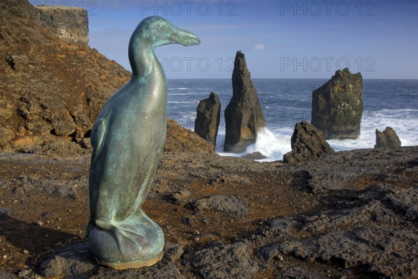 Iceland, the Reykjanes peninsula with bird memorial, Alk, Alken, Europe, Reykjavik