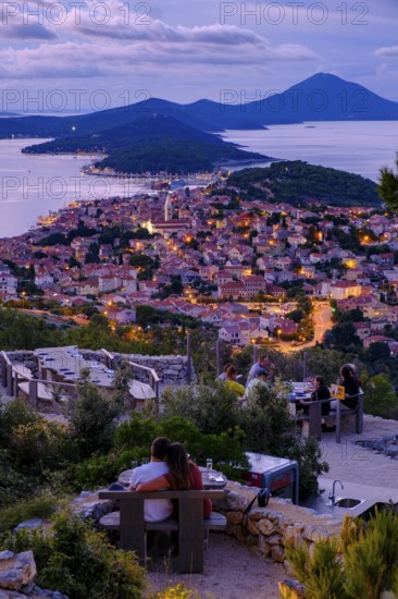 Sunset at the viewpoint, Providenca bar and restaurant, Mali Losinj, Losinj Island, Kvarner Gulf