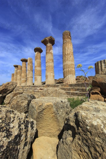 In the Parco Valle dei Templi di Agrigento, Unesco World Heritage Site, remains of the ancient city