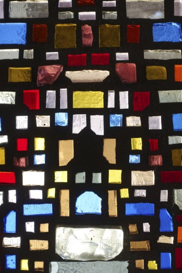 Glass blocks, coloured glass, cemetery near the parish church of St. Mauritius, Langenenslingen,