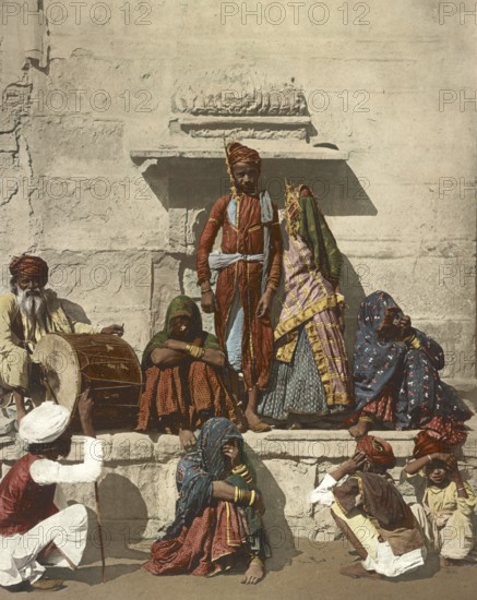 North of India. Bride and Bridegroom, India, digitally restored reproduction from a 19th century