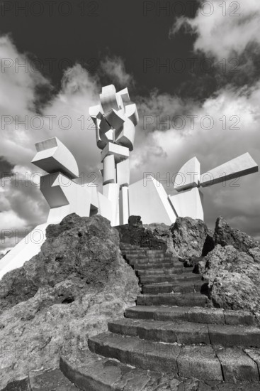 Monumento al Campesino, Fertility Monument, Monument to the Farmer by Cesar Manrique, monochrome,