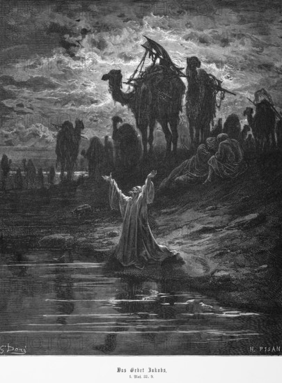 Bible, Jacob's prayer, Genesis, 32, 9, Moses, Old Testament, Genesis, waterhole, bank, towards