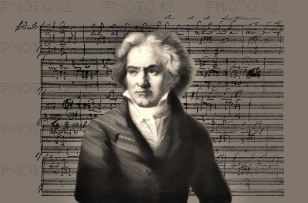 Hand-written musical notation, love song, Zärtliche Liebe, 1795, Ludwig van Beethoven, 1770 -1827,